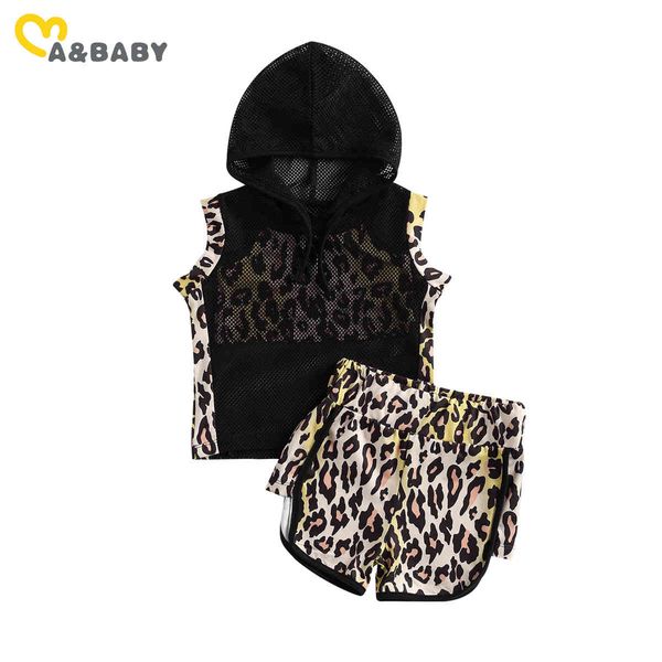 

2-7y summer child kids girls clothes set mesh hooded vest shorts camo outfits tracksuit costumes 210515, White