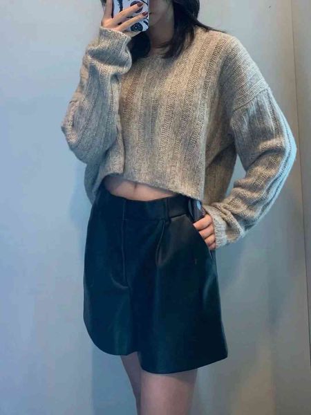

withered england style vintage leather high waist pu mom s casual bermuda loose feminino plus size women short, White;black