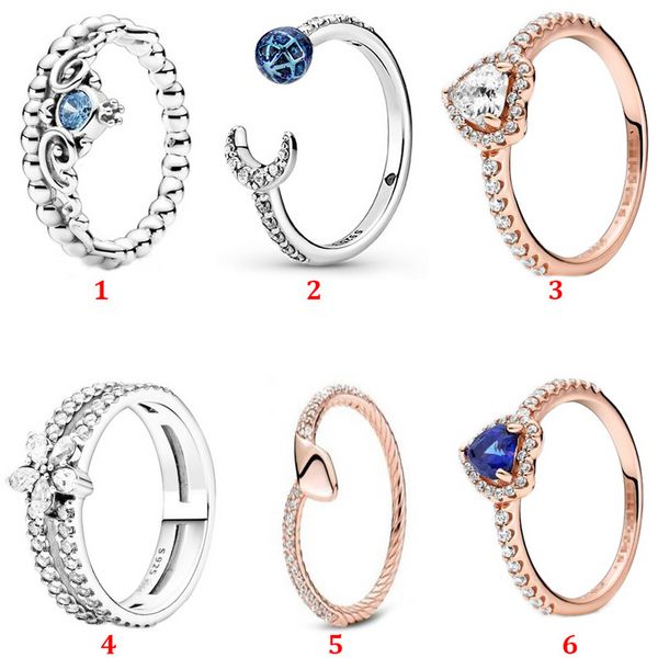 Jóia jóia 925 prata anel de casamento fit pandora coroa coroa térrea brilhar e elegante dedo cúbico zirconia diamantes estilo anéis de aniversário damas presente