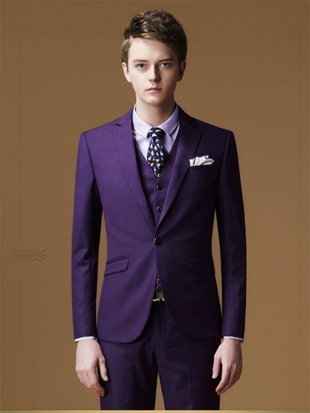 Fatos masculinos blazers 2021 groomsman homens terno jaqueta + calça + colete slim fit casamento noivo conjunto masculino casual roxo negócio smoking para
