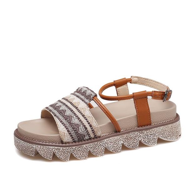 

dress shoes 2021 summer ladies flat bottom non-slip soft women roman muffin thick sandals fashion casual, Black