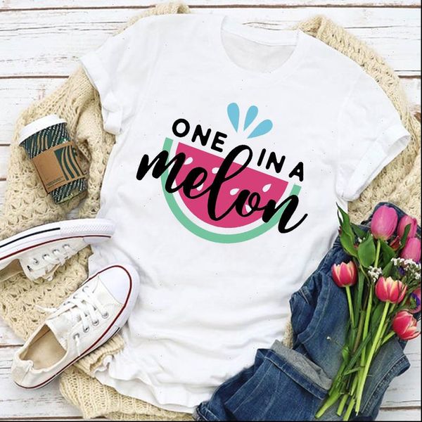 

women t shirt graphic watermelon fruit cartoon print short sleeve summer lady womens clothing clothes tee female, White