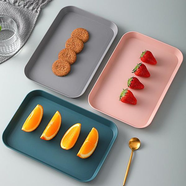 

dishes & plates household kitchen living room plastic dinner plate multi-color small rectangle put tea cup water bottle fruit dessert b