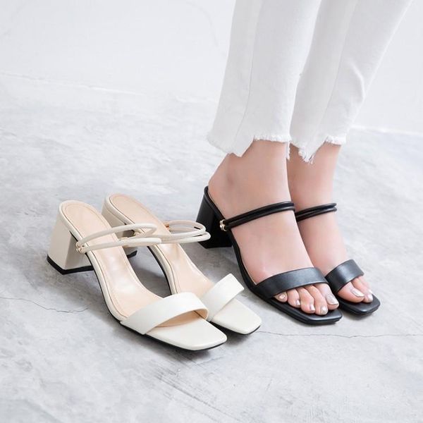 

slippers pxelena women genuine real leather slides sandals beach holiday high heels shoes open toe ladies summer plus size 34-43, Black