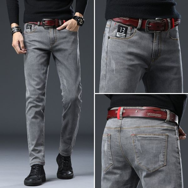

men's jeans men fashion plus size skinny straight denim trousers for mens high waist slim fit jean pantalones gray casual clothes pdrk, Blue