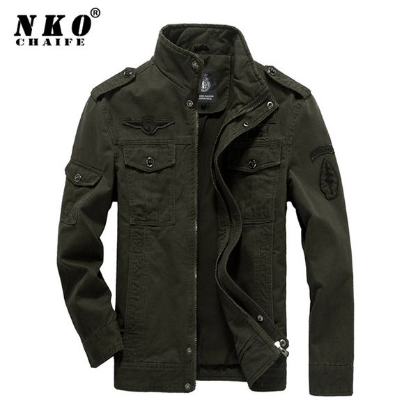 

chaifenko cotton military jacket men bomber soldier ma-1 style army s coat casual pilot tactics m-6xl 211110, Black;brown