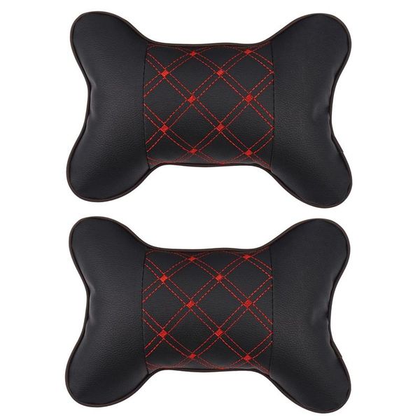 

seat cushions 2 pcs leather pp cotton car headrest neck pillow auto cover head rest cushion styling accessaries