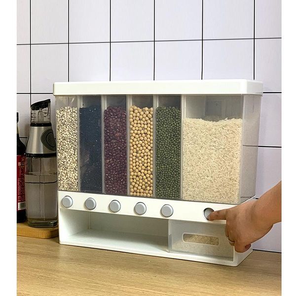 

storage bottles & jars wall-mounted press cereals dispenser rice chocolate beans kitchen organize seal tank dry food container