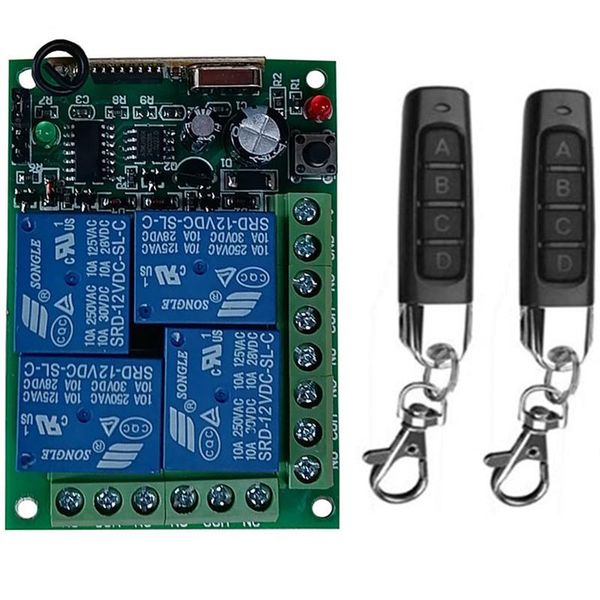 

remote controlers 433mhz universal wireless control dc12v 24v 4ch relay receiver module controller rf switch for gate garage opener