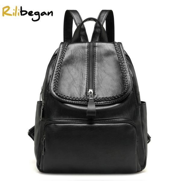 

woman mini preppy style pu backpack mochila waterproof vintage schoolbags
