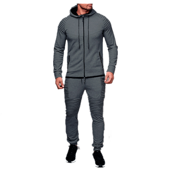 

men's tracksuits autumn mens 2 pieces sets tracksuit winter hooded sweatshirt +drawstring pants male stripe patchwork hoodies bigsweety, Gray