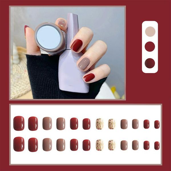 

short square false nails full cover fake fingernails press on glossy artificial diy decoration supplies for nail z art kits