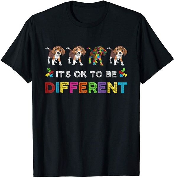 

it's ok to be different beagle autism dog lovers t-shirt size m-5xl, White;black