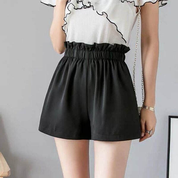 

women's shorts women summer plus size bud-shaped pants high waist loose black casual ropa mujer, White;black