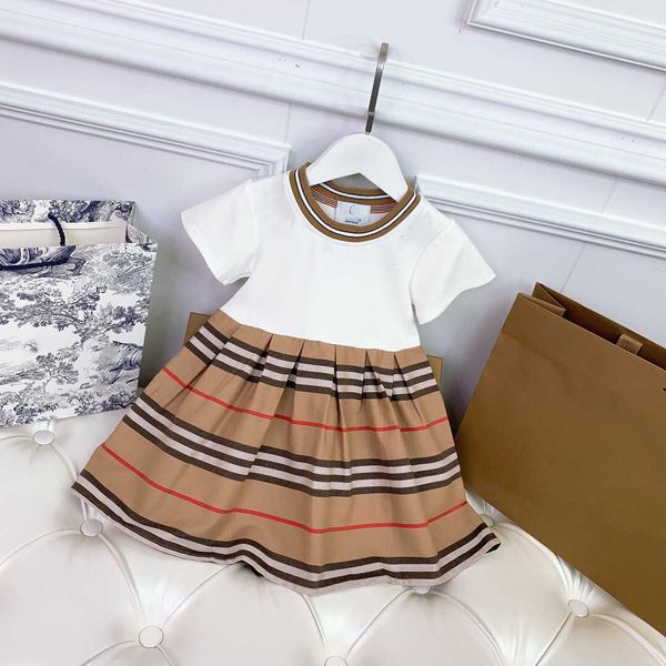 

2021 summer white cotton striped girls' dr246810 years old y x0803, Red;yellow