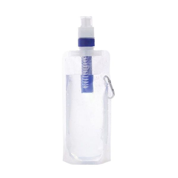 

hydration packs foldable flexible water filter bag bladder filtration bottle with carabiner for outdoor traveling hiking