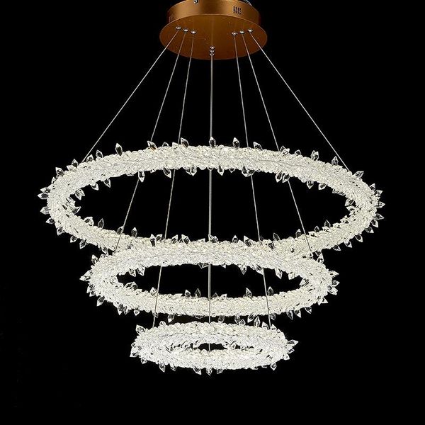 

postmodern simple transparent crystal ring single layer bedroom living room led dimming ligh dining chandelier pendant lamp lamps