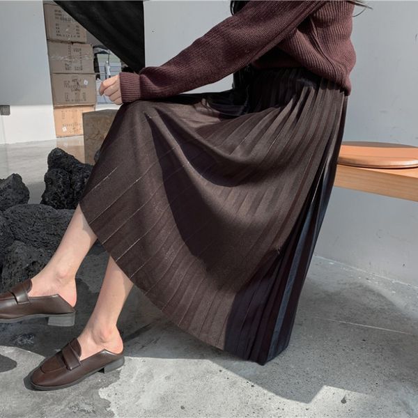 

2021 mid autumn long style pleated a-line skirt, Black