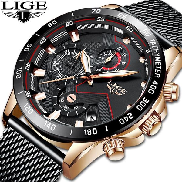 

wristwatches lige brand men's fashion watches men sport waterproof quartz watch man ultra-thin mesh belt clock relogio masculino, Slivery;brown