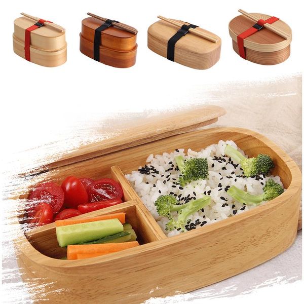 

dinnerware sets wooden lunch box with compartments healthy japanese style for school kids sushi container chopsticks