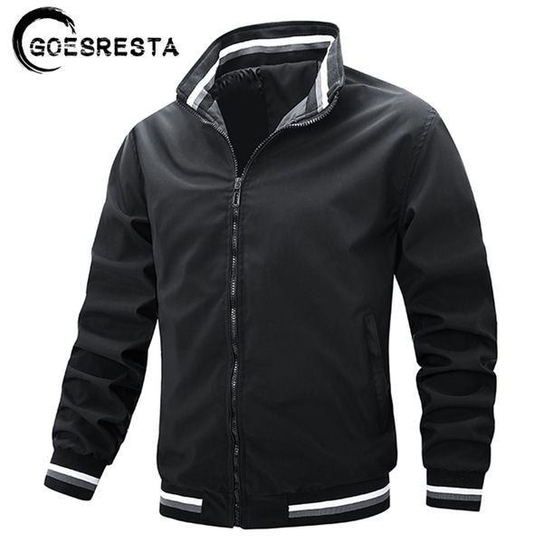 

brand spring collar jacket men coat windproof waterproof autumn coats men fashion casual men's jackets 211103, Black;brown