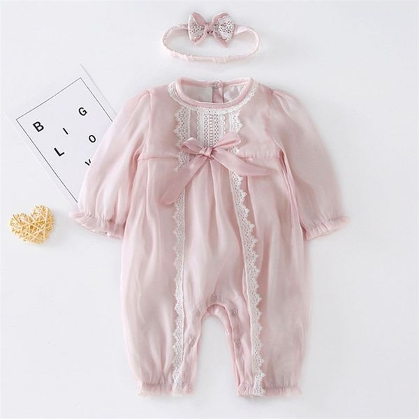 

baby girl long sleeve lace rompers spring jumpsuit kids born clothes 211011, Blue