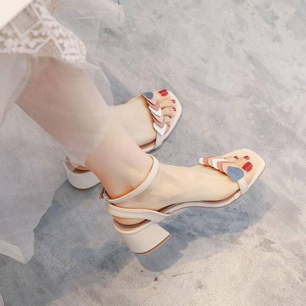 

sandals women's summer 2021 korean version of the word high heels thick with roman fairy simple plus size shoes, Black