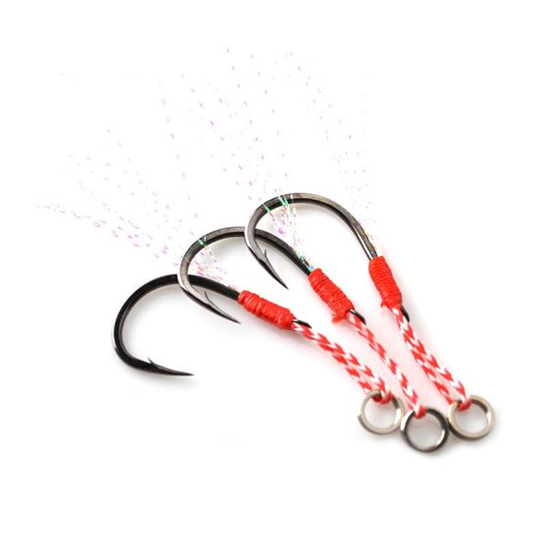 

high carbon steel hook slow with feather assist jigging hooks 12# 14# 16# boat jig bait fishing tackle
