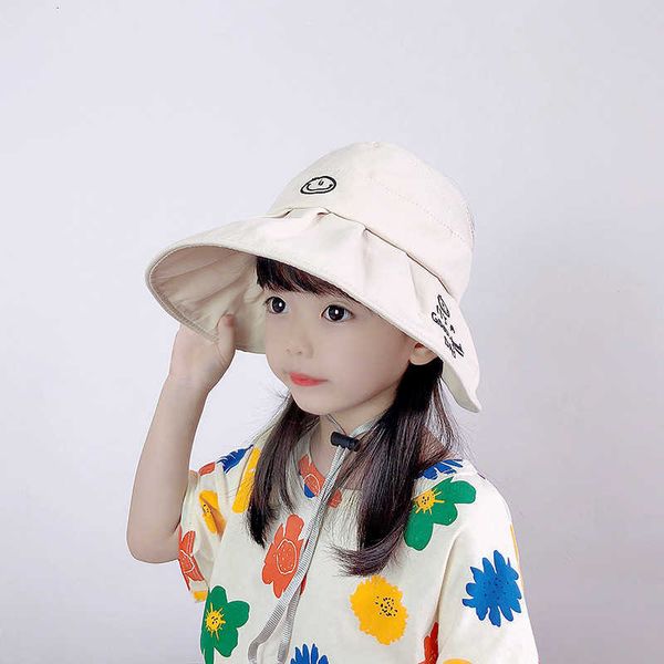 

children's open sunshade hat girls' wide brim fisherman hat 3-year-old children's sunscreen hat boys, Yellow