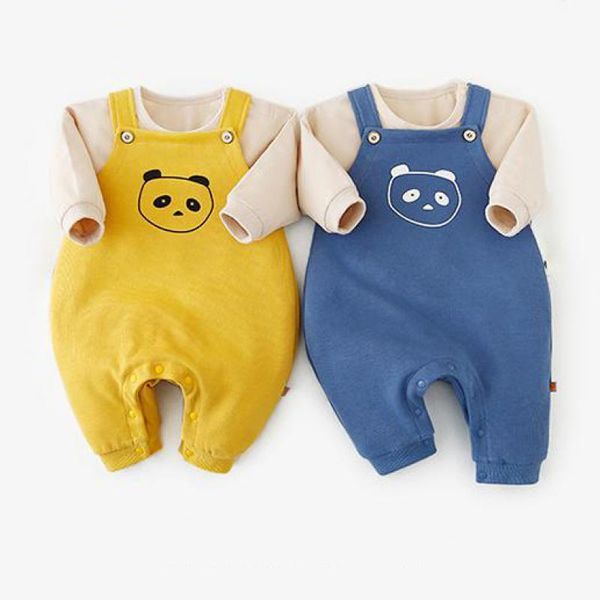 Primavera nuovi vestiti per bambini Set neonato ragazza ragazzo senza maniche panda pagliaccetto tuta complessiva e camicie 2 pezzi abiti casual 210413