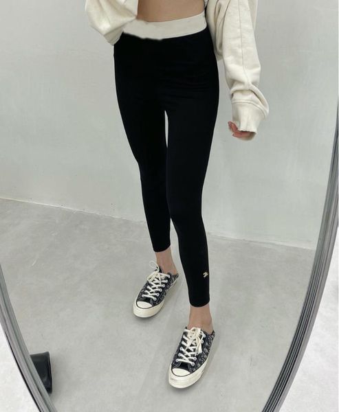 

women's leggings 21ss fashion trendy brand webbing all-match slim, Black