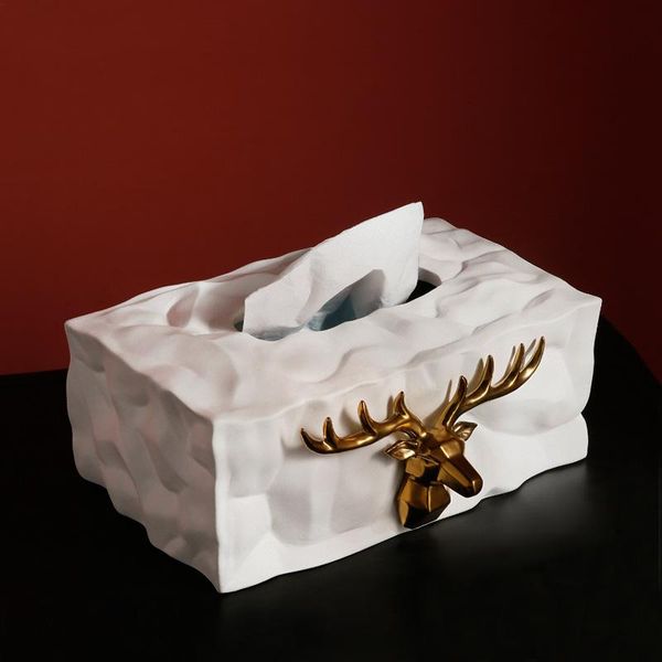 

nordic luxury elk ceramics tissue boxes desk bedroom rangement creative napkin holder paper for home decoration storage & napkins