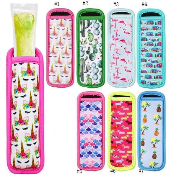 Sorvete Ferramentas Ferramentas Isolador Sleeves Reutilizável Neoprene Congelador Pops Holders Antifreezing Manga Popsicle Suporte Sacos Multi-padrão Capa de Bag Capa Para Crianças Sn2662