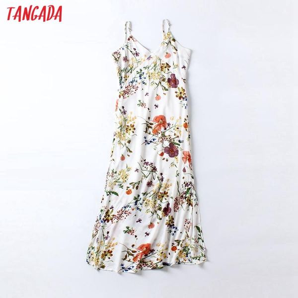 

casual dresses tangada fashion flowers print strap for women 2021 female midi dress sw30, Black;gray