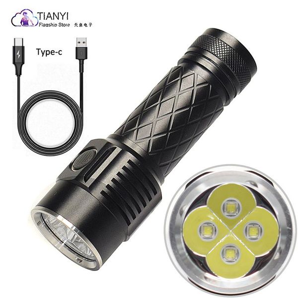 

flashlights torches small hk4s sst40 strong light 7000 lumen type-c rechargeable aluminum alloy super bright lighting