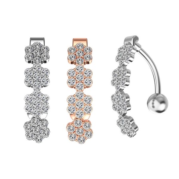 

crystal belly button rings navel piercing rose gold silver color surgical steel belly bar barbell piercings jewelry