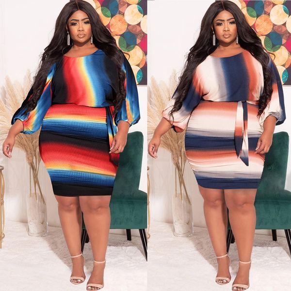 

plus size dresses evening rainbow wide stripe long dress cross-border fashion elegant tie bow hallow back wedding dress autumn winter, Black