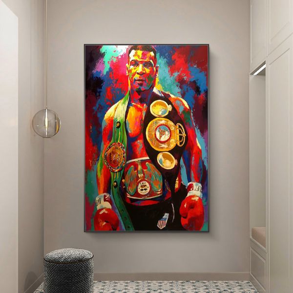 Straßen-Graffiti-Kunst-Poster, Wandkunst, Dekor, Gemälde, Druck, Leinwand, Kunst, Box-Champion Tyson, Bild für Kinderzimmer, Heimdekoration