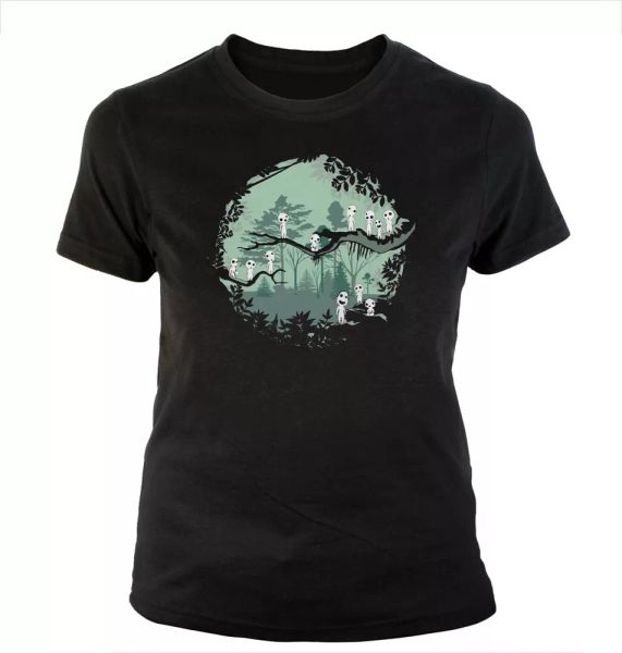 

t-shirt in the forest kodamas -size s,m ,, xl, xxl, xxxl size new, White;black