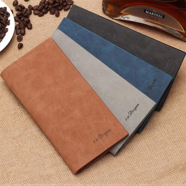 

men wallet scrub retro ultra thin long soft leather multi card holder provide name engrave, Red;black