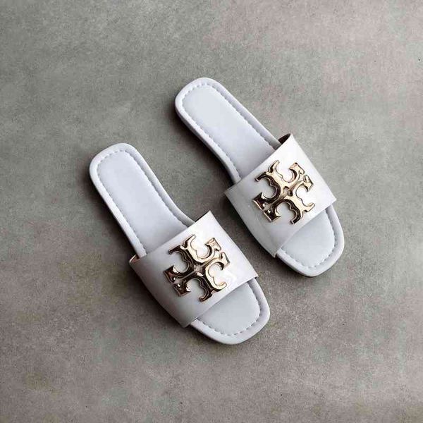 

tb flip flop women's summer 2021 summer new leather sandals flat bottom leather comfortable slippers beach travel shoes, Black