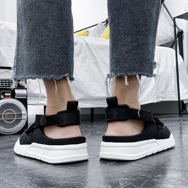 

464748 size summer lazy half slippers outdoor leisure cloth shoes simple canvas shoes mens fashion trendy outdoor beach shoes c826, Black