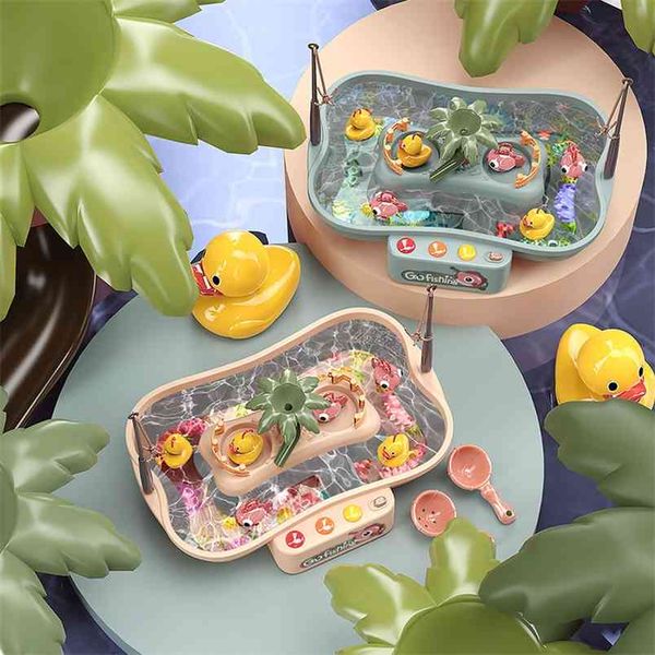 Gioco da tavolo da pesca giocattolo per bambini 2 anni Tavolo da acqua per bambini Ragazzi Montessori Giocattoli educativi magnetici da bagno musicali 210712