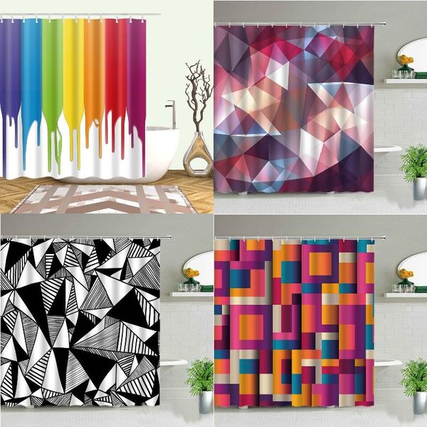 

shower curtains cartoon geometric stripes curtain bathroom bath mat