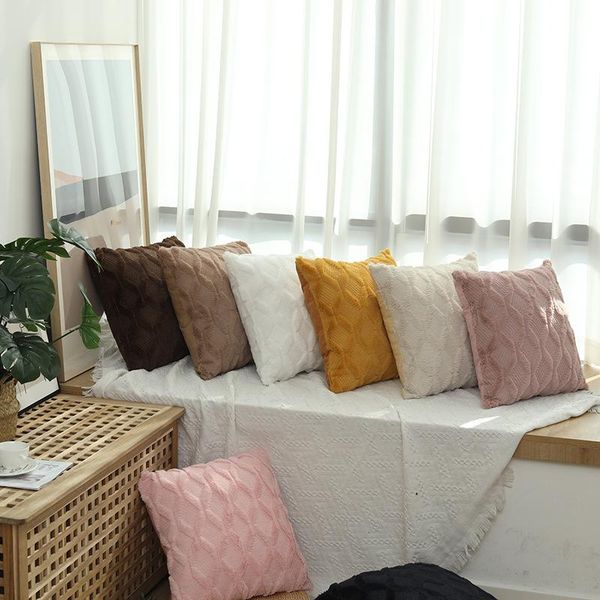

cushion/decorative pillow plush pillowcase solid color sofa simple creative geometric diamond embroidered cushion car office home