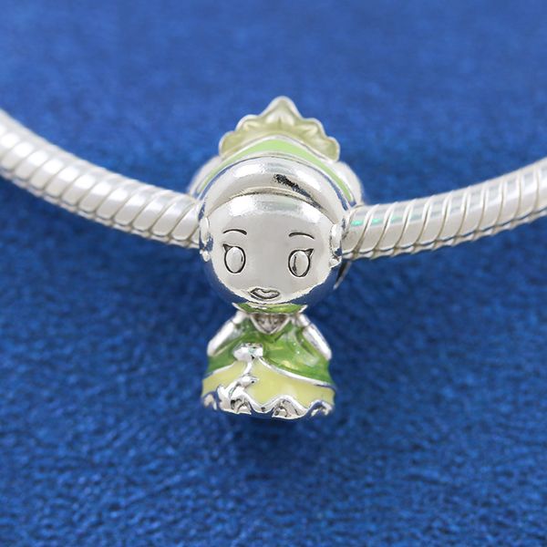Sólida 925 prata esterlina princesa tna e o sapo charme bead se encaixa europeu pandora estilo diy jóias charme pulseiras