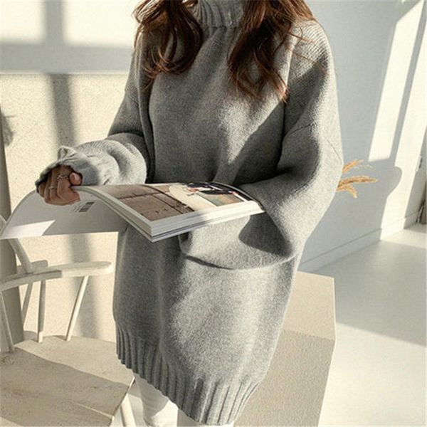 

colorfaith new 2021 winter spring womens sweaters korean style turtleneck warm pullover oversize long warm knitwear sw9585, White;black