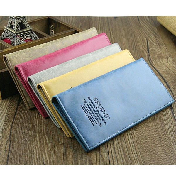 

wallets fashion business women long style 2 fold 3 open 5 colors quality pu leather multipurpose card holder purse, Red;black