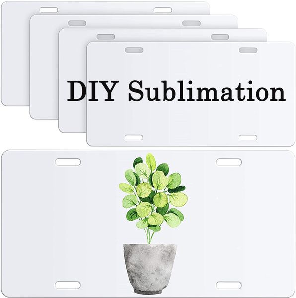 

diy personalized aluminum license plate decor 4-holes rectangle sublimation blank car tag home wall decorative panel
