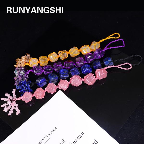 

decorative objects & figurines 1pc natural crystal quartz car hanging yoga energy stone hanger hand woven ornament 7 chakra home furnishings